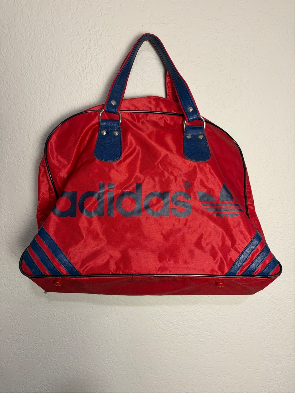 Vintage Adidas Red and Navy Weekend Tote Bag